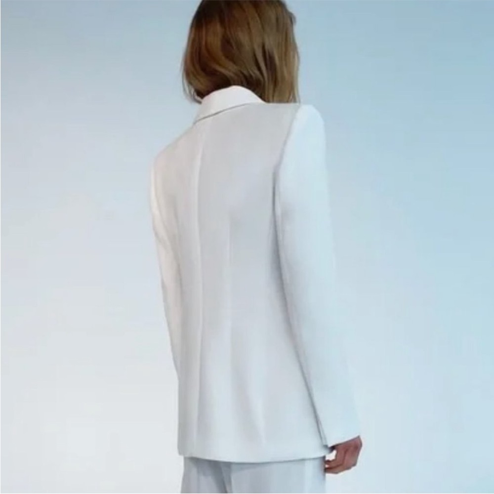 Zara White Women's Blazer Tuxedo collar - Picture 2 of 7
